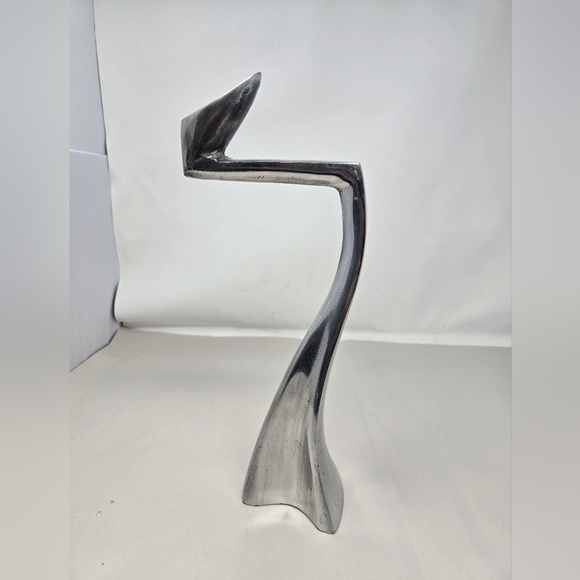 Vintage Matthew Hilton Cast Silver Tone Aluminum Postmodern Candlestick Holder - Picture 2 of 11